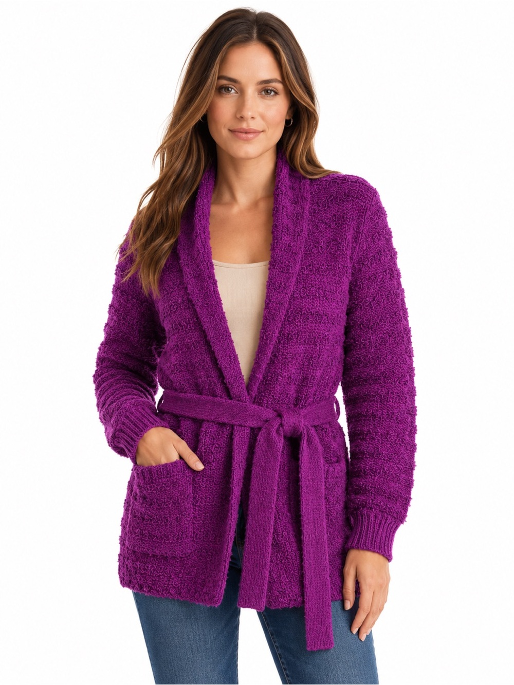 Vintage 1960s Mohair Sweater Bullock's Magenta Purple Shaggy Fuzzy Deep Pile M